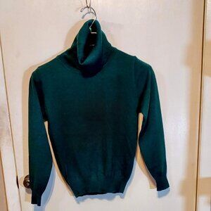 Vintage Womans Sweater Bee by Banff Hunter Green Sz S Turdle Neck Long Sleeves